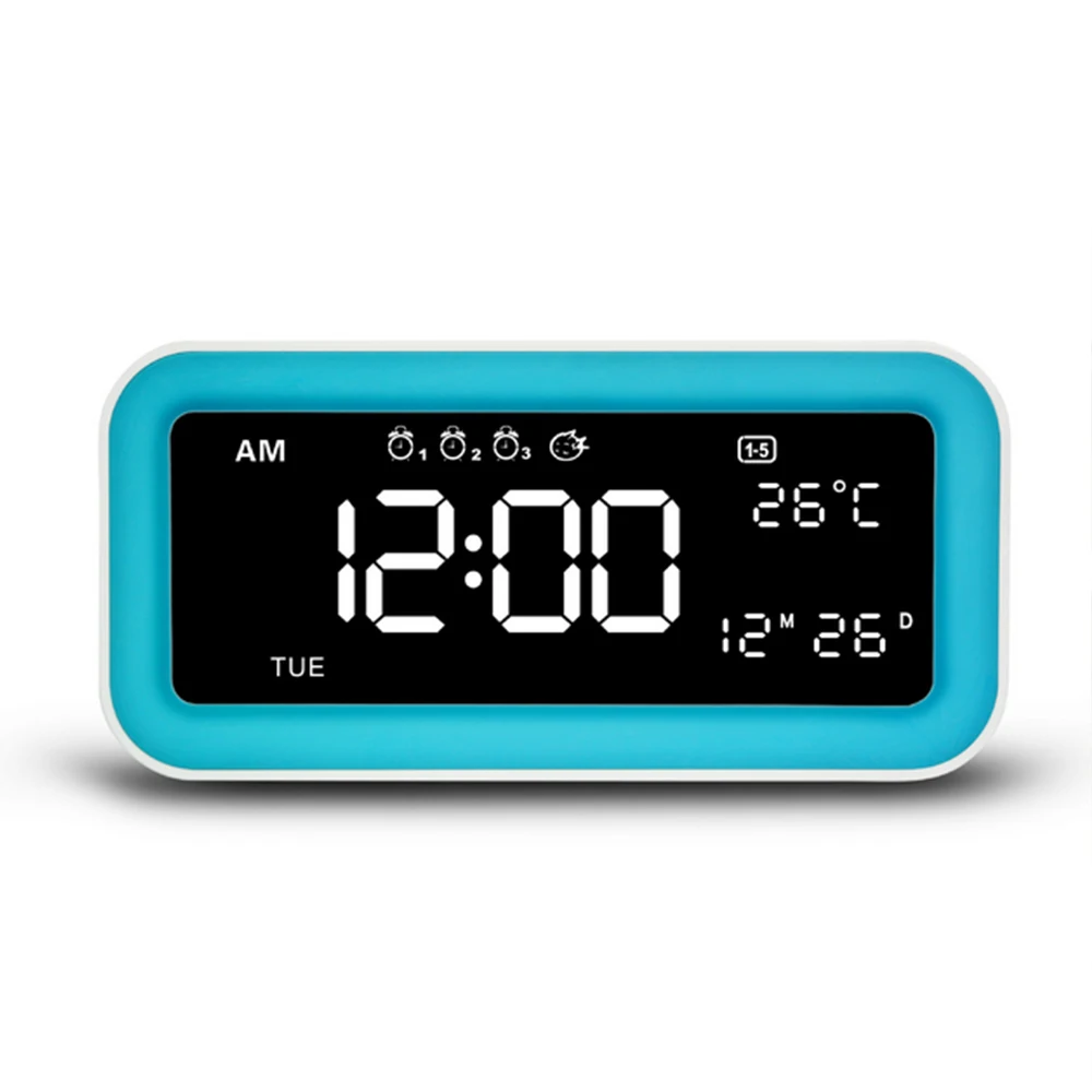 115 Color Changing Led Mirror Alarm Digital Snooze Table Clock Date Temperature Display Alarm With Usb Port Upload
