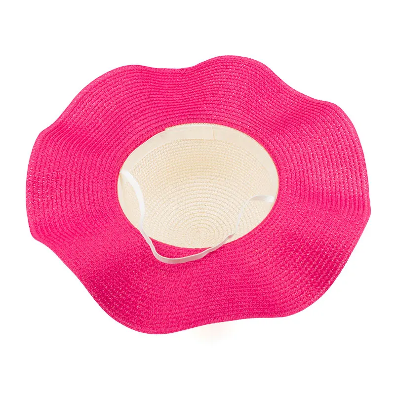 الأزياء الأم ابنة قبعة سيدة واسعة كبيرة بريم مرن الصيف شاطئ أحد سترو قبعة كاب مع زهرة شحن مجاني C015