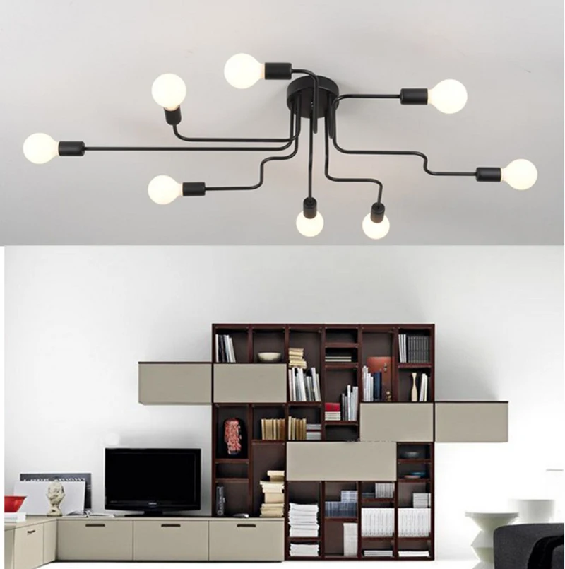 Black Retro Loft Nordic Ceiling Lamp Home Decor Conduit Black Retro Loft Nordic