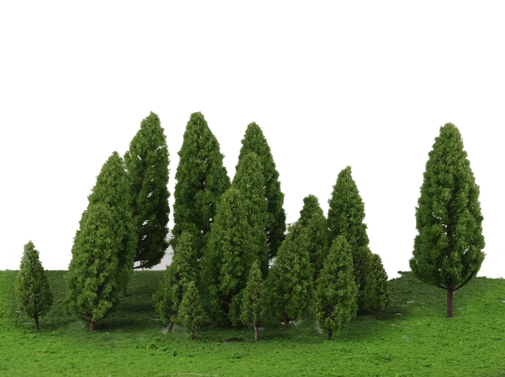 20Pcs Tower Shaped Trees Model Train Park Garden Street Village Layout Scenery Scene Landscape 1:50-400 Green