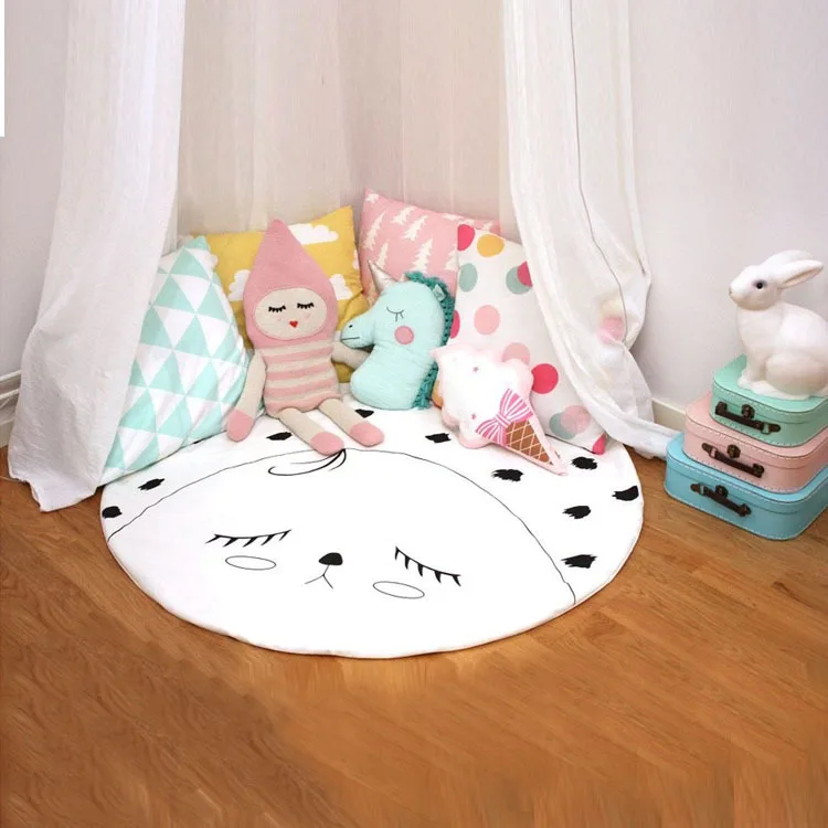 

INS Baby Smile face Play Mats Kids Toddler Blanket Game Groundhog Cover Developing Toy Carpet tapis lapin manta conejo Cushion