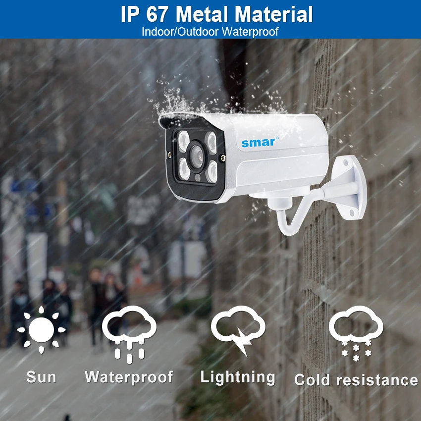 Smar H.265 Surveillance IP Camera 5MP/15FPS 4MP/3MP/25FPS Waterproof Outdoor CCTV Camera With 4PCS  - 32865082052