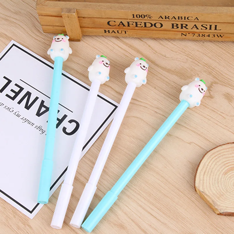 

100 Pcs Cartoon Originality White Bear Neutral Pen Student Cartoon Bear Neutral Pen Kawaii School Supplies