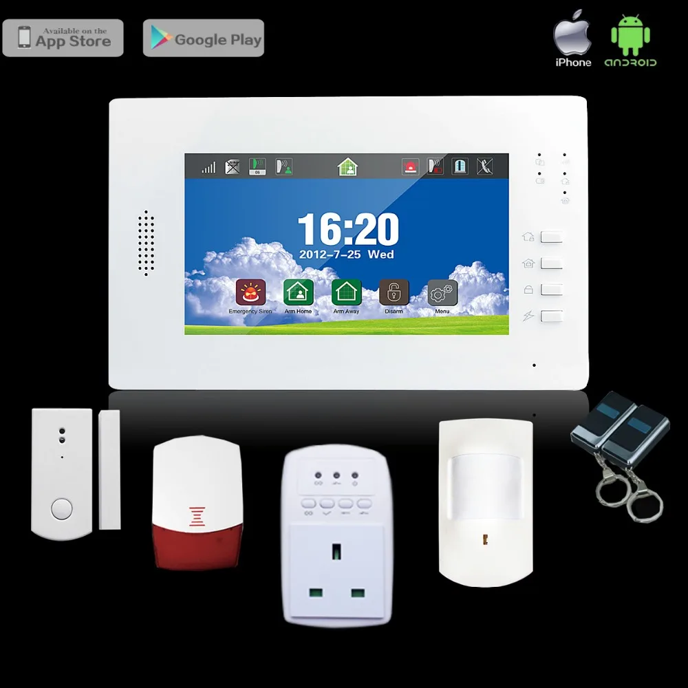 APP Control 7 inch screen LCD display Wireless GSM Home Security Alarm