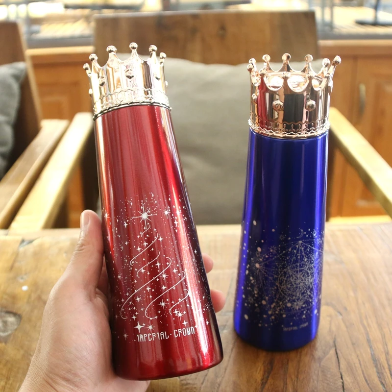 

Exquisite Crown Thermos Water Bottle Queen Princess Stainless Steel Vacuum Flask Insulated Tea Coffee Personality Thermos Cup