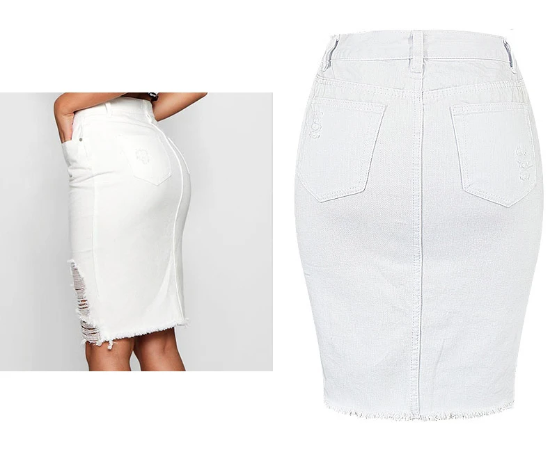European and American women's high waist bag hip half body skirt irregular wear tassels pure white front slit sexy wild (5)