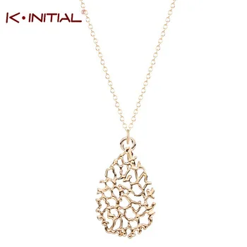 1Pcs Fashion Jewelry Cute Handmade Jewelry Gold Silver Plated Teardrop Filigree Pendant Necklace Cute Love Necklaces for Women