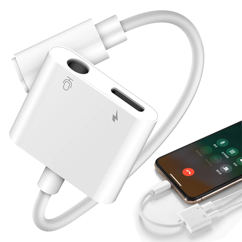 

2 in 1 Charger Adapter For iphone 8 8 Plus 7 Charging Adapter 3.5mm Jack Headphone AUX Splitter For iphone XS MAX XR Phone Cable