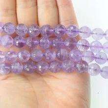 Свободные бусины светлый аметист круглая огранка 8/10/12 мм 1" для изготовления ювелирных изделий DIY FPPJ бусы оптом натуральный драгоценный камень