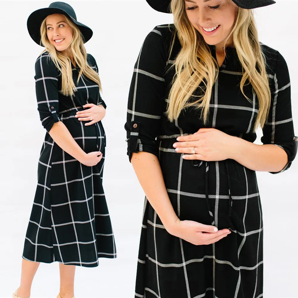 MUQGEW платье с длинным рукавом для будущих мам платье для беременных женщин сексуальное платье для фотосъемки Повседневное платье для кормящих Бохо шикарное длинное платье с галстуком