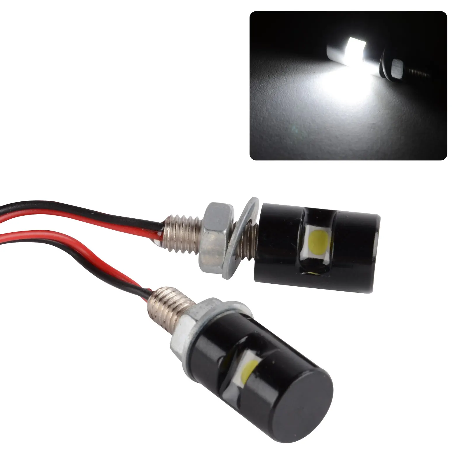 2X New White Motorcycle Mini License Plate Screw Bolt Light Black for Car Motor Motorbike DC 12V SMD LED Bulb Lamp 2X New White Motorcycle Mini License Plate Screw Bolt Light Black for Car Motor Motorbike DC 12V SMD LED Bulb Lamp