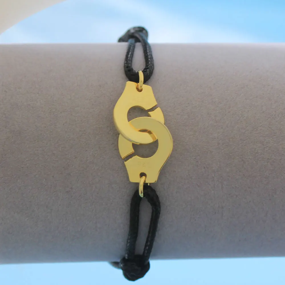 Goede Mannen Sieraden 925 Sterling Zilveren Handboeien Armband Voor Vrouwen Bijoux Met Verstelbare Touw 925 Zilveren Hanger Armband Menottes