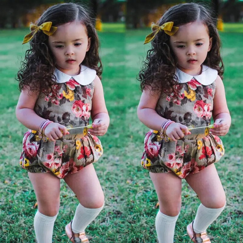 

Newborn Girl Flower Summer Girl Sunsuits Clothing Cute Toddler Kids Baby Girls Bowknot Jumpsuit Bodysuit Outfit Clothes Sunsuit