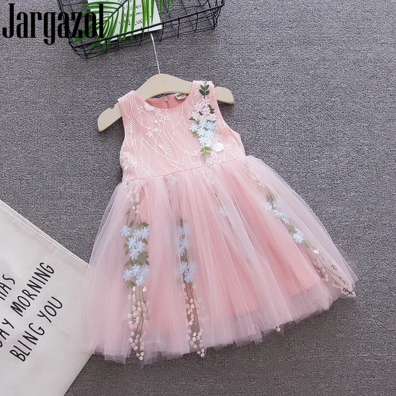 Г.; платье принцессы с единорогом; vestido infantil; кружевное многослойное платье для маленьких девочек с вышитым цветком персика; милое платье для дня рождения - Цвет: candy31-bai