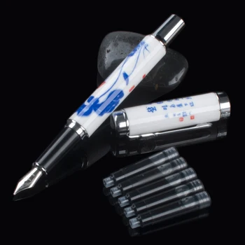 

Luxury jinhao Fountain Pen Blue white porcelain school Ink Pens For Writing Office School Supplies canetas criativa stationery