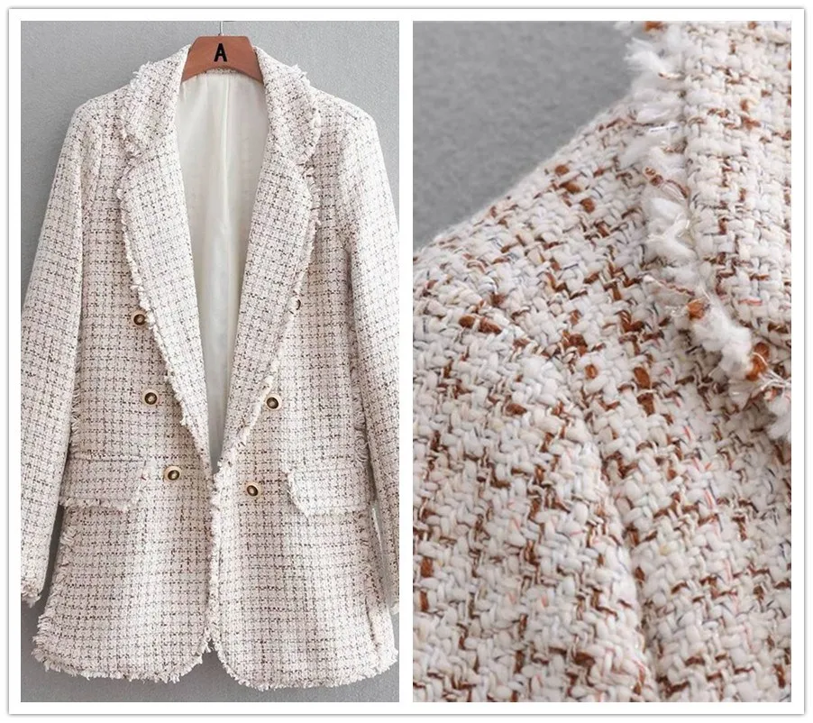2018 New Autumn Winter Worsted Blazer Notched Collar Open Stitch Buttons Design Ol Work Suit Outwear