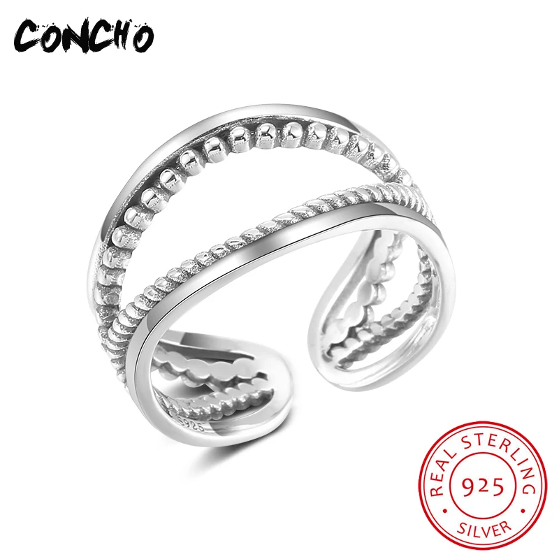 

2018 New Limited Bridal Sets Party Anel Feminino Concho Jewelry 925 Sterling Silver Geometric Rings For Women