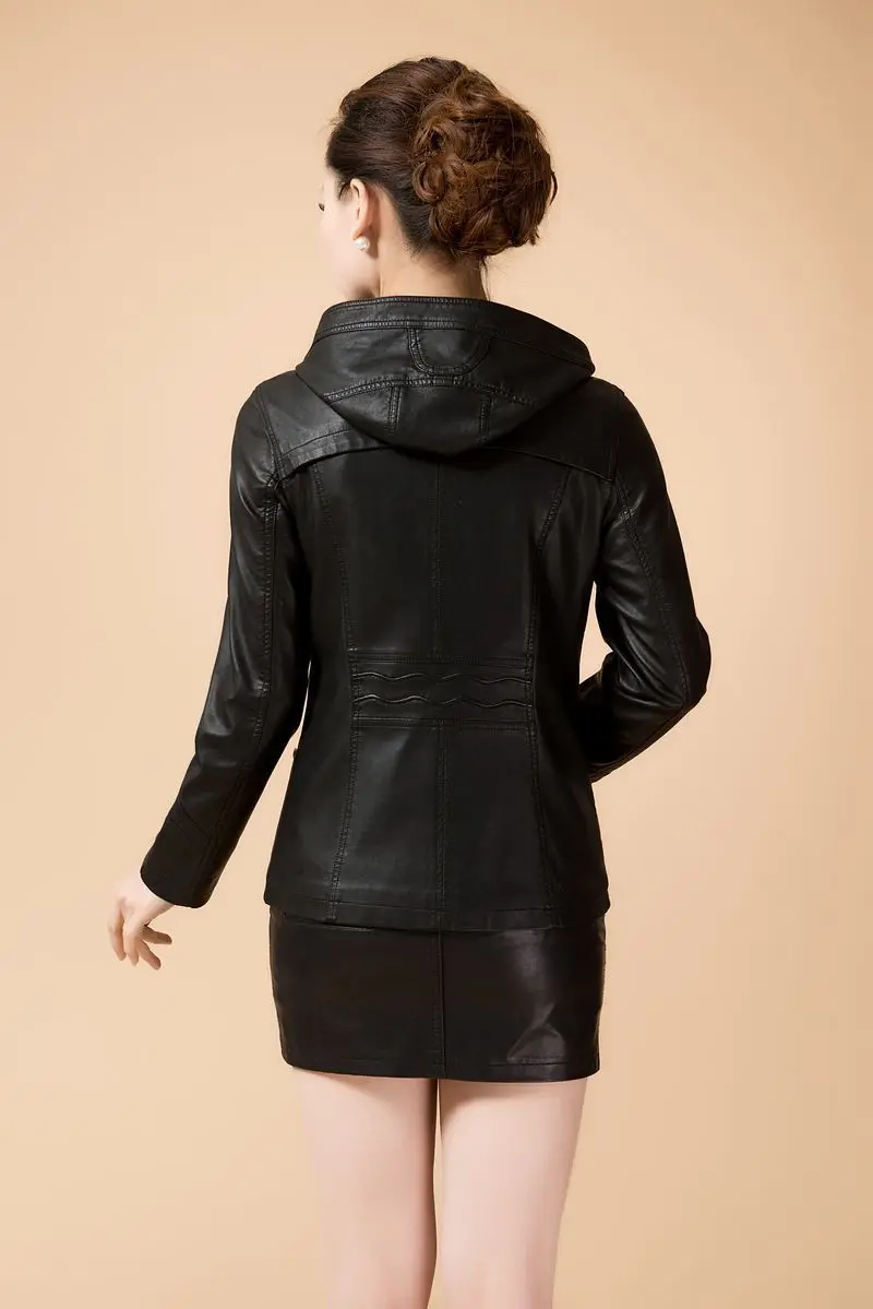 Весенняя кожаная куртка-бомбер большого размера, Женская мотоциклетная короткая куртка с капюшоном на молнии из искусственной кожи, женские куртки WZ789