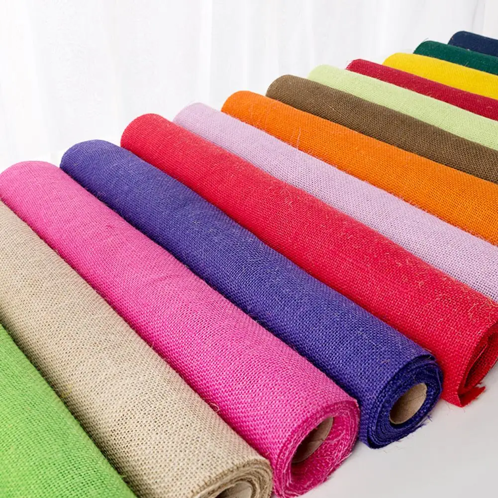 13 Colors Jute Burlap Fabric Ribbon Roll DIY Sewing Craft Tablecloth