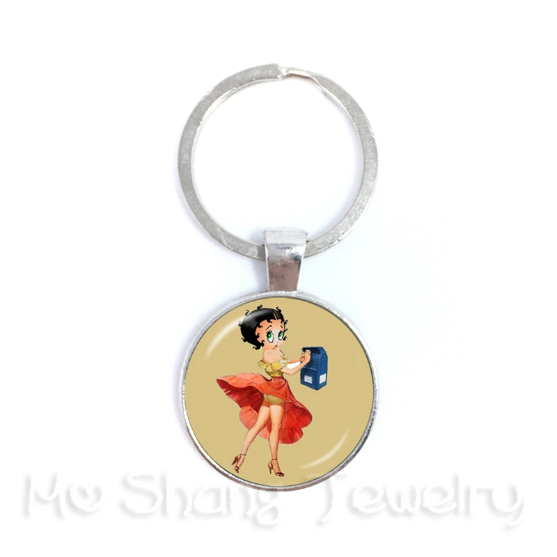 2018New Сексуальная Betty Boop серия стекло, кабошон брелок ручной работы пряжка для рюкзака подарок Ior Friend