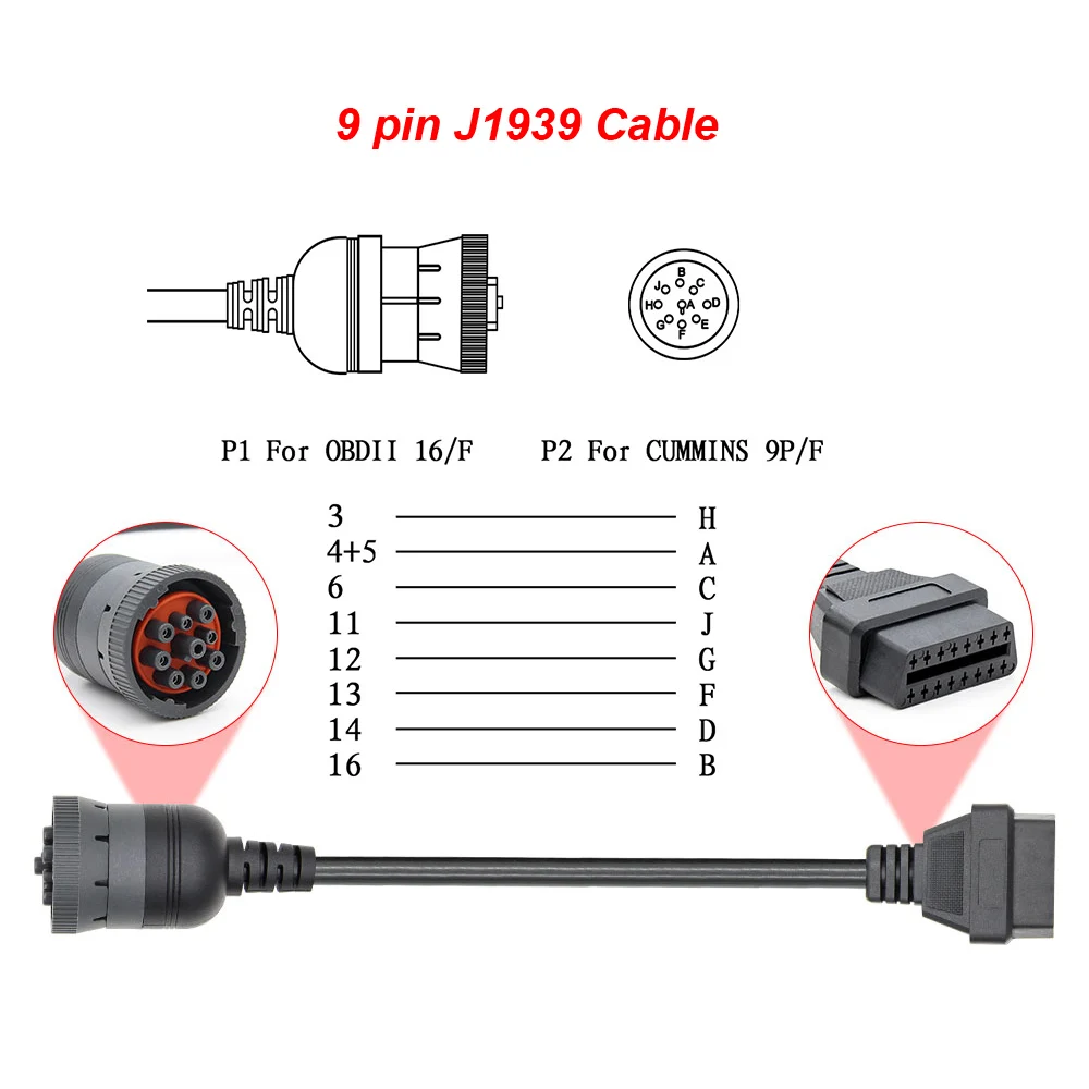 Streak Deutsch Cummins J1708 6 16 Pin Obd2 Converter Cable Socket - Trendyol