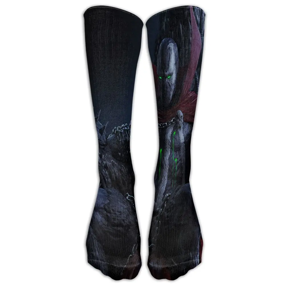 SAMCUSTOM, модные гольфы, женские хлопковые Высокие гольфы выше колена, женские гольфы с 3D принтом в виде черепа бабочки - Цвет: Кораллово-Красный