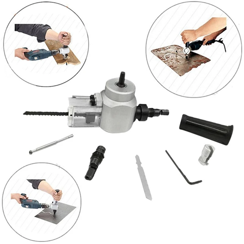 Профессиональная двойная головка листового металла Nibbler Cutter Holder Tool Drill Attachment Kit Инструменты для резки железная стальная плита дерево Pl