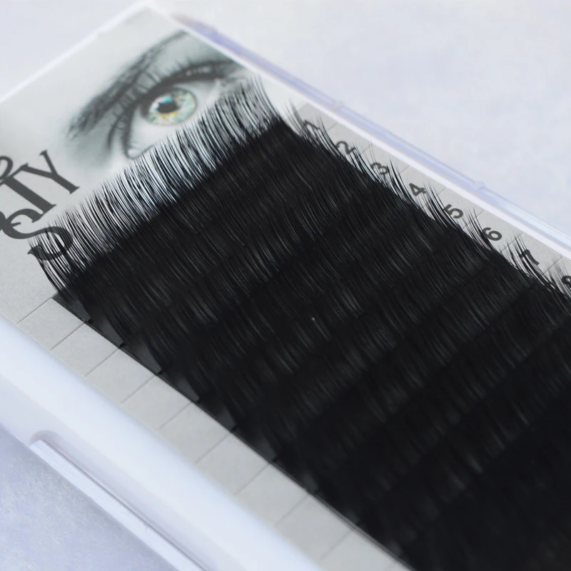 

QSTY 12Rows/Case B C D Curl Eyelash Extensions for Faux Mink Individual Faux Mink Eyelash black color Lashes Extension Cilia