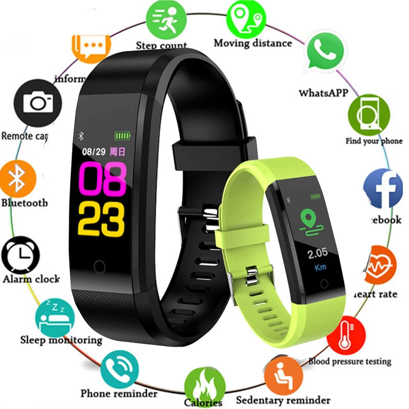 

Smart Wrist Band Bracelet Fitness Heart Rate Blood Pressure Pedometer Sports Wristband Smart Watch Men Women For IOS Android