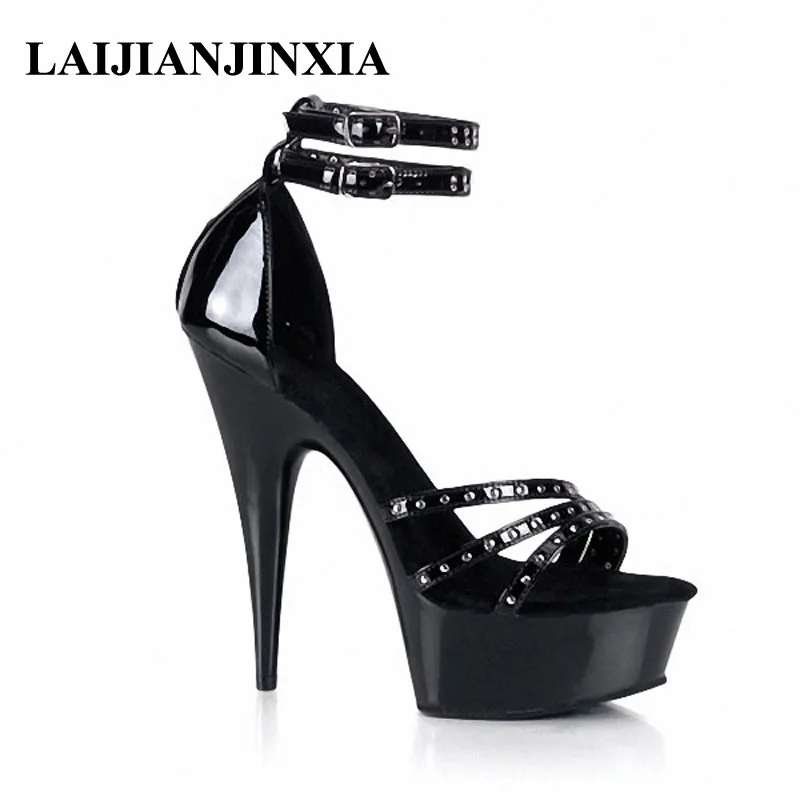 LAIJIANJINXIA/женские пикантные туфли на платформе и высоком тонком каблуке 15 см ночной клуб Танцы у шеста с ремешком Босоножки с открытым носком обувь для танцев