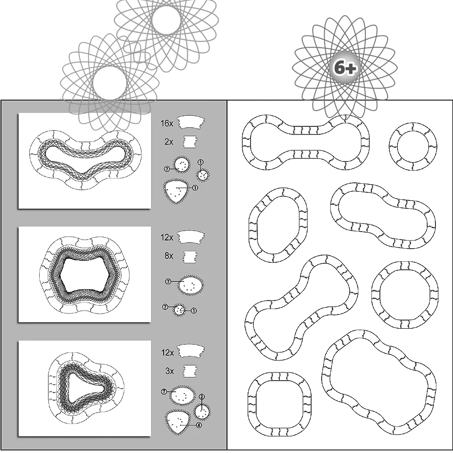Сменные части рамы Спирограф игрушки для рисования, собранные в различные формы, Фристайл спиральные конструкции обучающие игрушки
