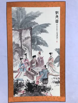 

Chinese classical landscape painting scroll Dui yi drawing