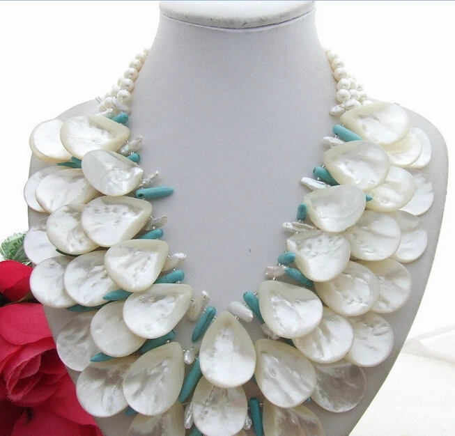 

FREE shipping>>>>>N1307129 Pearl&Shell&Turquoise Necklace 6.07