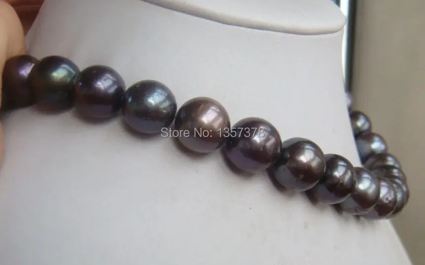 

huij 002927 huge natural 13-14mm natural south sea black pearl necklace 18inch