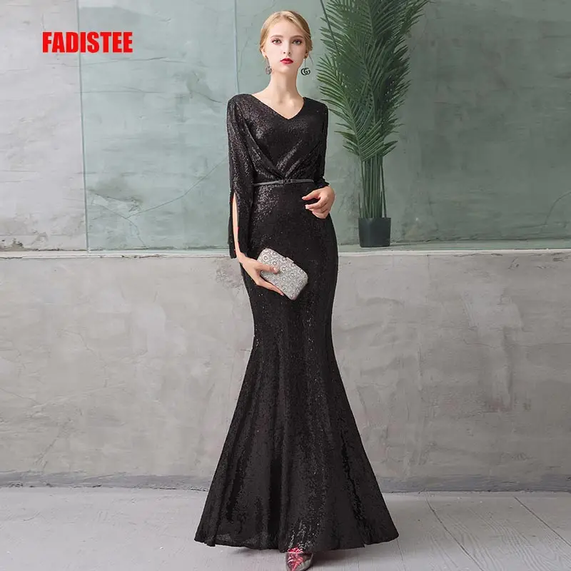 

FADISTEE New arrival modern party dress evening dresses prom bling sequins three quarter mermaid elegant long style frock