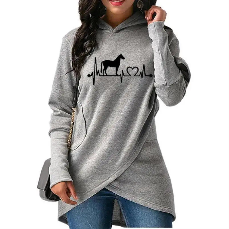 Hoodies For Women  Letters Print Split Sweatshirts Femmes Tops Hoodies Hoody Corduroy Pattern Loose Buckle Comfortable