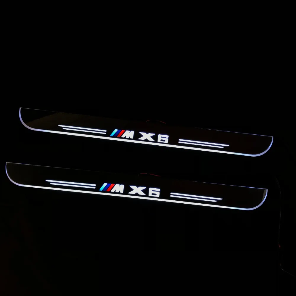 

eOsuns LED moving door scuff Nerf Bars & Running Boards door sill plate overlays linings for BMW X6 E71 2010-15, moving light