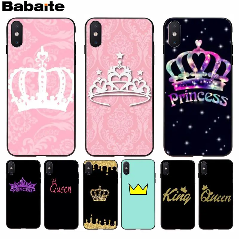 Best Babaite Pink PRINCESS Queen boss crown king TPU black Phone Case Cover Shell for iPhone 8 7 6 6S Plus X XS MAX 5 5S SE XR Cover