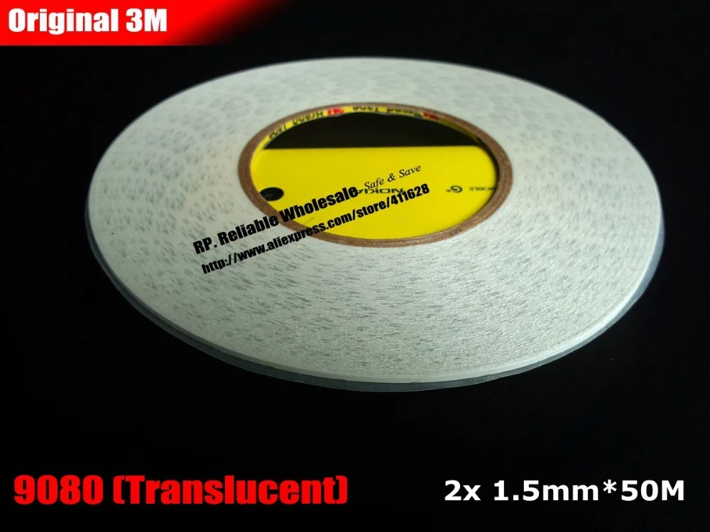 

Promotion! 2x (1.5mm*50M) Original 3M Universal Use 9080 Double Sided Adhesive Translucent Tape for LED LCD Phone Screen, Paper