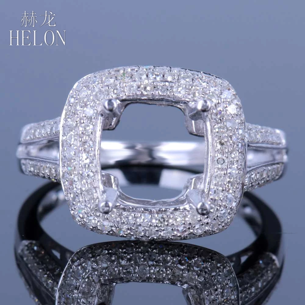 HELON Подушка 8x8 мм полукрепление обручальное кольцо Настоящее 14 к белое золото проложить 0.6CT натуральный SI/H бриллианты кольцо Модные ювелирн... HELON Подушка 8x8 мм полукрепление обручальное кольцо Настоящее 14 к белое золото проложить 0.6CT натуральный SI/H бриллианты кольцо Модные ювелирн...