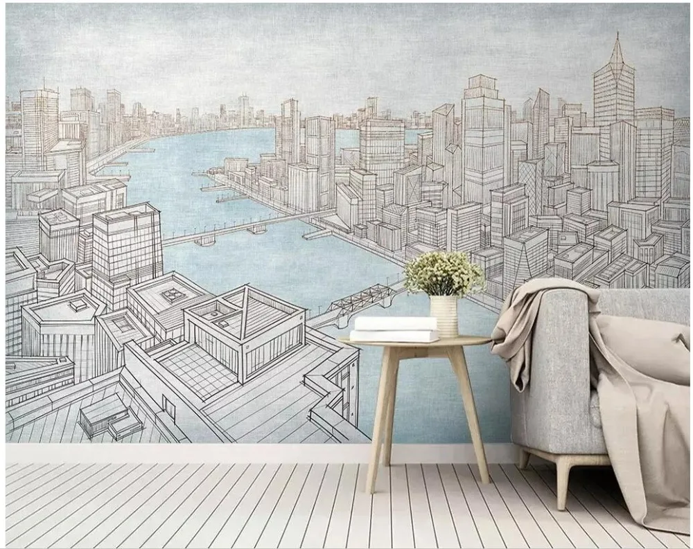 

custom mural 3d photo wallpaper Hand drawn city europe modern background room home decor 3d wall murals wallpaper for wall 3 d