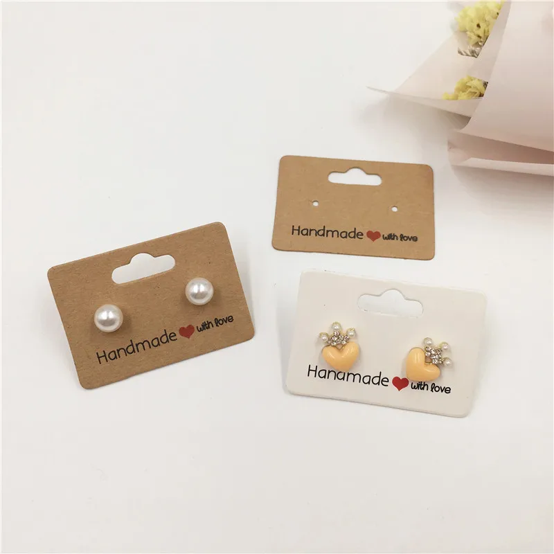 400Pcs Jewelry Display Cards with Hole White Kraft Paper Earrings Display Cards Jewelry Tags for Hanging Bracelet Necklace Ear Studs and Earrings Hair Rings Accessories