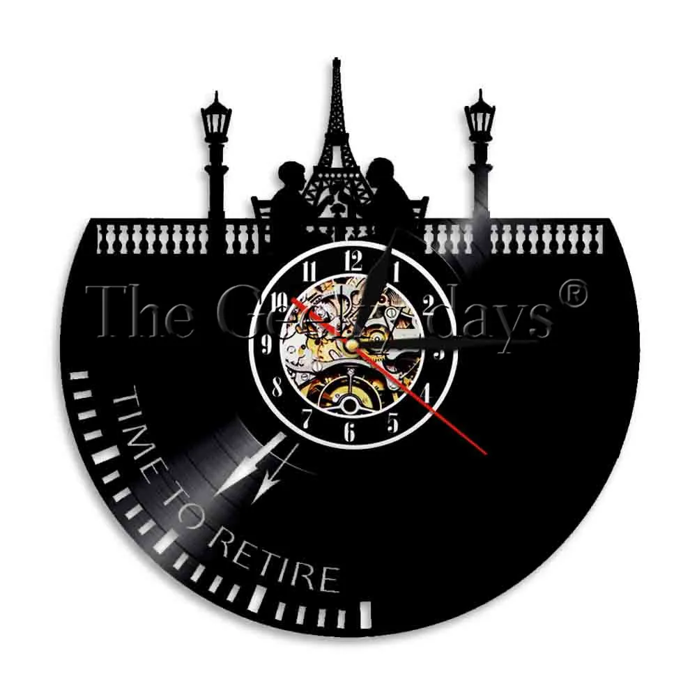 1Piece Paris Eiffel Tower Wall Clock Vacation Vinyl LP Record Time