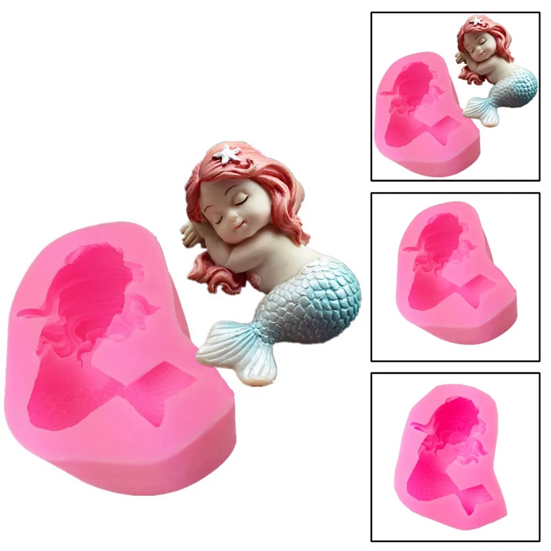 Горячая 3D Мультфильм Русалка девушка помадка силиконовая форма для отделки DIY торт приборы для украшения выпечки Плесень