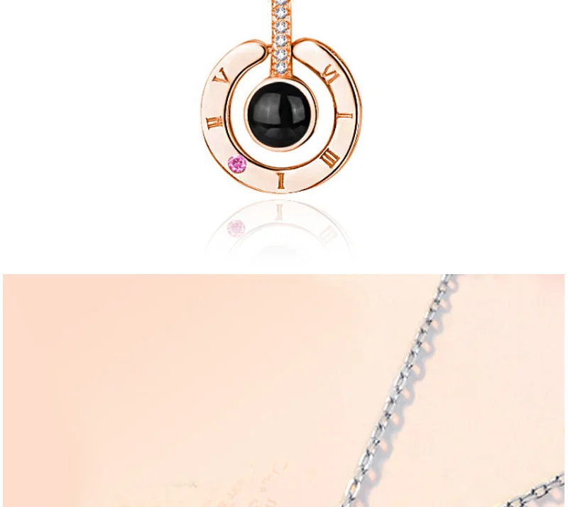 Dropshipping Rose Gold&Silver 100 languages I love you Projection Pendant Necklace Letter Love Memory Wedding Necklace