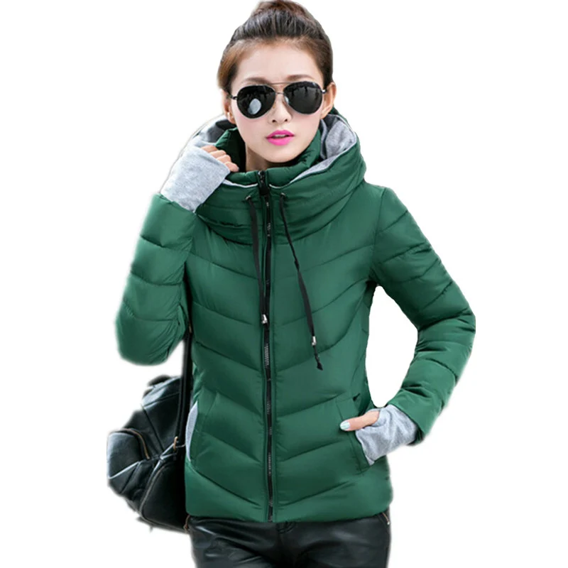Winter Jacket Women Hooded AND Stand Collar Parka Slim