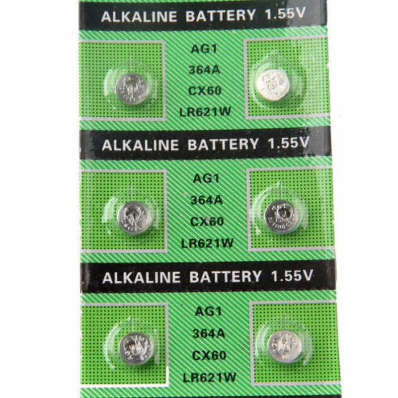200Pcs/lot=20cards AG1 Alkaline Cell Batteries AG1 364 364A Cx60 LR621W 1.55V Alkaline Coin Cell Button Batteries For Watch Toys