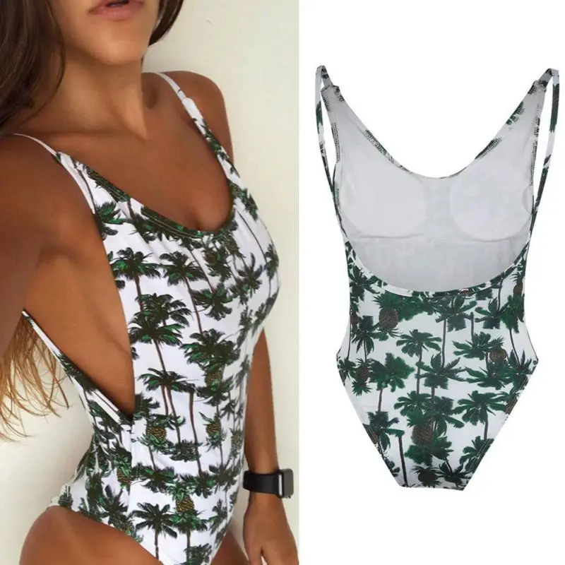 

2018 Sexy One Piece Sexy backless printed one-piece swimsuit Bodysuit Bandage Cut Out Summer Beach Bathing Monokini Swimsuit