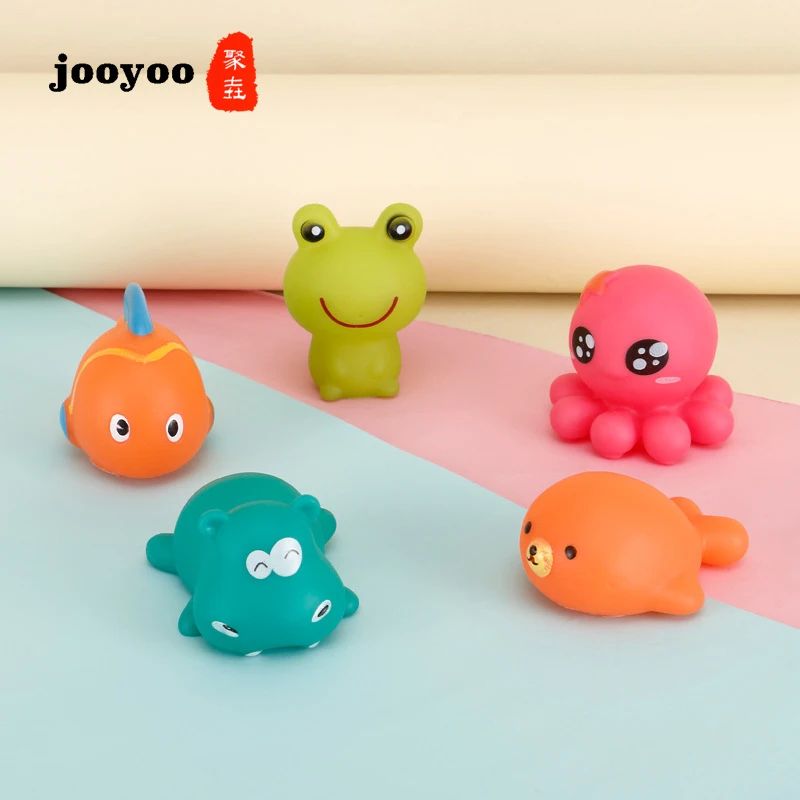 Jooyoo мини-игрушка для ванны с изображением животных из мультфильма, детская игрушка для игр в воде, маленькая Желтая утка, желатин, детский