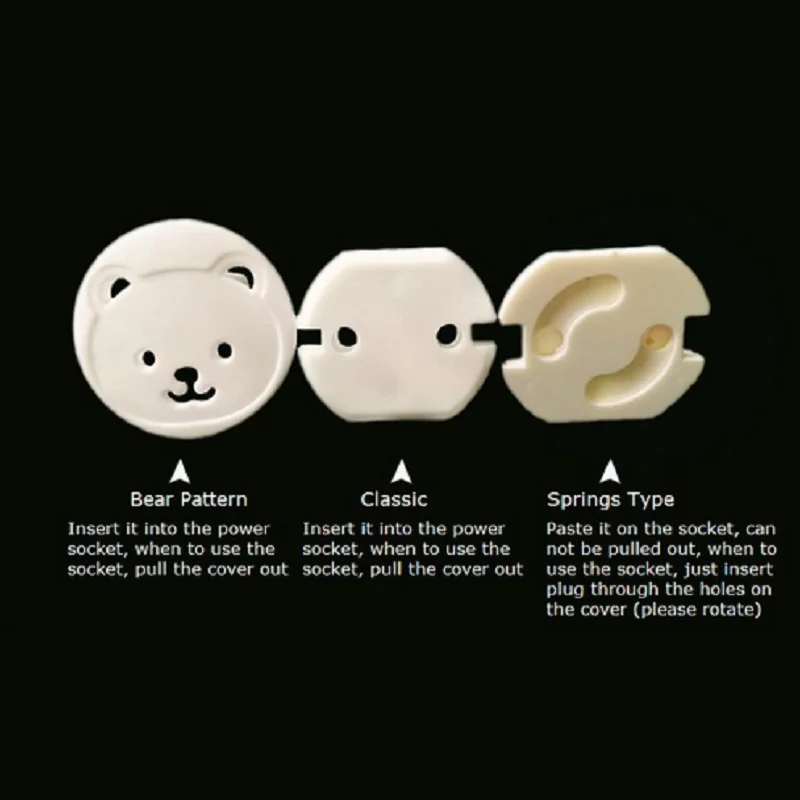 10pcs EU Power Socket Safety Guard Anti Electric Shock Plugs Protector Rotate Cover Locks, socket covers